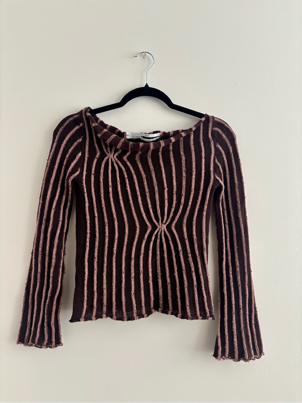 UO Silence + Noise Reagan Textured Boat Neck Sweater Brown - Picture 3 of 7
